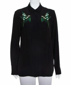 Flash Sale ✔️ Stella McCartney Black Silk Embroidery Detail Button Front 👕 Shirt M For 👩 Women 😉