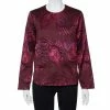 Hot Sale 🛒 Stella McCartney Burgundy Floral Jacquard Wool Hi-Low Hem Top S For 👩 Women 👍