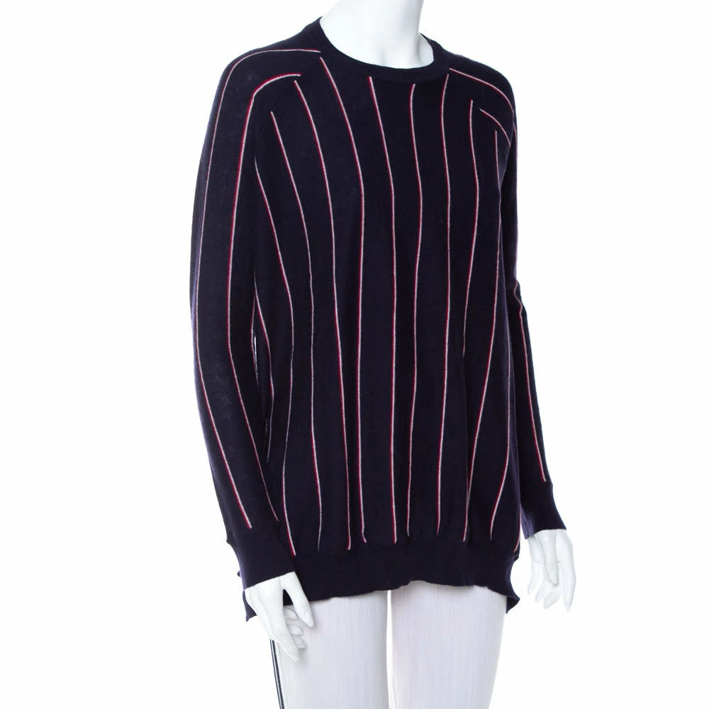 Wholesale ๐งจ Stella McCartney Navy Blue Striped Wool Hi-Low Hem Jumper S For ๐ฉ Women ๐ 4 Wholesale ๐งจ Stella McCartney Navy Blue Striped Wool Hi-Low Hem Jumper S For ๐ฉ Women ๐ - Image 2