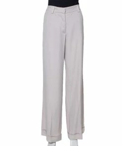 Brand new ⭐ Stella McCartney Ecru Silk Blend Wide Leg Trousers M For 👩 Women ✨