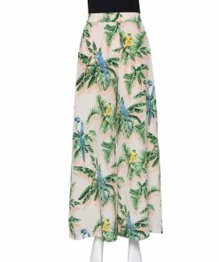Promo 🌟 Stella McCartney Pastel Pink Printed Silk Palazzo Trousers S For 👩 Women 🔔