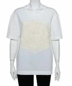 Best Sale 👍 Stella McCartney White Cotton Rose Crochet Applique Top M For 👩 Women 😉