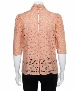 Best Pirce 🎁 Stella McCartney Pink Eyelet Lace Back Button Detail Top S For 👩 Women 🛒 -Stella McCartney Shop luxury women stella mccartney used clothes p432345 004