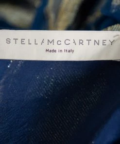 Flash Sale ✔️ Stella McCartney Blue Floral Lamé Asymmetrical Hem Top M For 👩 Women 🧨 -Stella McCartney Shop luxury women stella mccartney used clothes p436896 003