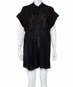 Deals 🎉 Stella McCartney Black Crepe & Lace Oversized Mini 👗 Dress M For 👩 Women 🛒
