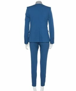 Budget 😉 Stella McCartney Blue Wool Contrast Collar Trim Blazer & Tapered Leg Trousers S For 👩 Women ✔️ -Stella McCartney Shop luxury women stella mccartney used clothes p450690 001