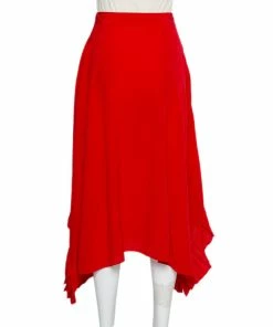 Budget ✔️ Stella McCartney Red Silk Ruffle Detail Ashlyn Midi 👗 Skirt S For 👩 Women 👏 -Stella McCartney Shop luxury women stella mccartney used clothes p454112 001