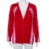 Best Sale ❤️ Stella McCartney Red Wool & Lace Paneled Button Front Cardigan S For 👩 Women ✨ -Stella McCartney Shop luxury women stella mccartney used clothes p454115 004