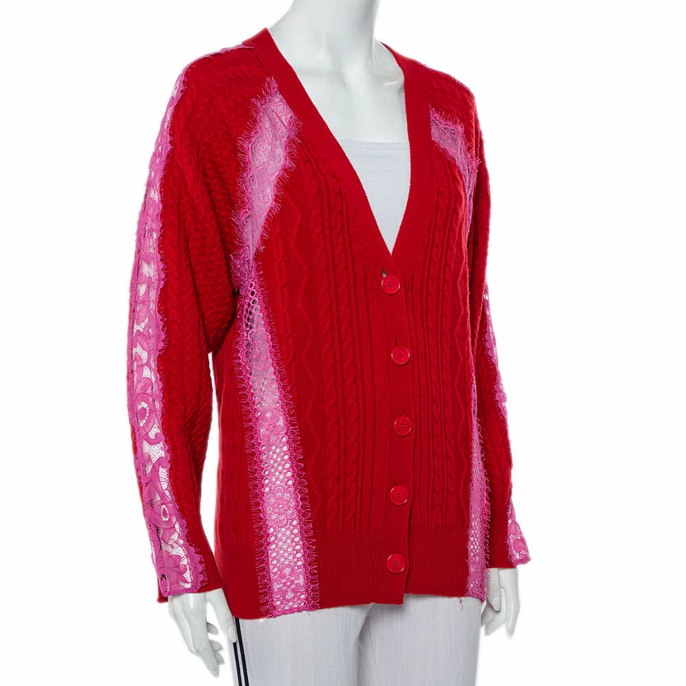 Best Sale โค๏ธ Stella McCartney Red Wool & Lace Paneled Button Front Cardigan S For ๐ฉ Women โจ 4 Best Sale โค๏ธ Stella McCartney Red Wool & Lace Paneled Button Front Cardigan S For ๐ฉ Women โจ - Image 2