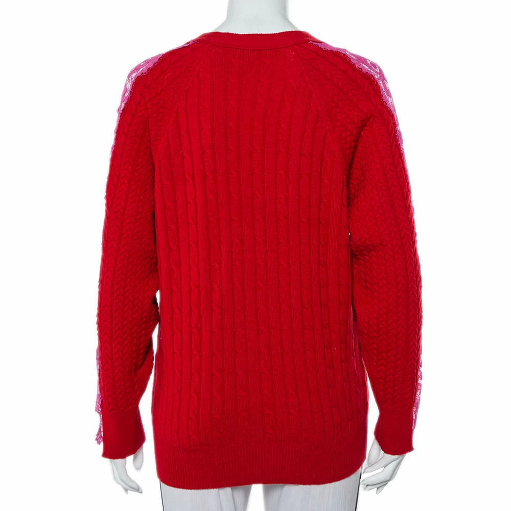 Best Sale โค๏ธ Stella McCartney Red Wool & Lace Paneled Button Front Cardigan S For ๐ฉ Women โจ 5 Best Sale โค๏ธ Stella McCartney Red Wool & Lace Paneled Button Front Cardigan S For ๐ฉ Women โจ - Image 3
