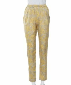 Best deal 🥰 Stella McCartney Yellow Floral Printed Silk Tapered Pants S For 👩 Women 🎉
