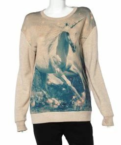 Buy 🌟 Stella McCartney Light Pink Unicorn Printed Cotton & Wool Sweatshirt L For 👩 Women 🤩