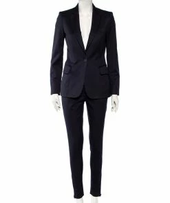 New 🔥 Stella McCartney Navy Blue Wool Blazer & Tapered Leg Pants S For 👩 Women 😉