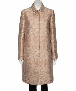 Best Pirce 😉 Stella McCartney Blush Pink Snakeskin Jacquard Patterned Kevin 🧥 Coat M For 👩 Women 😍