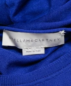 Cheapest 🛒 Stella McCartney Blue Wool Ribbed Sleeve Detailed Round Neck Sweater M For 👩 Women ✨ -Stella McCartney Shop luxury women stella mccartney used clothes p499914 002