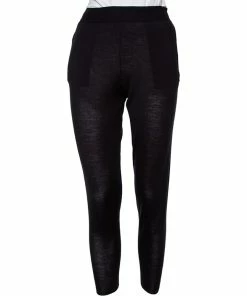 Best deal ✨ Stella McCartney Black Cashmere & Silk Knit Tapered High Rise Pants S For 👩 Women 🔔
