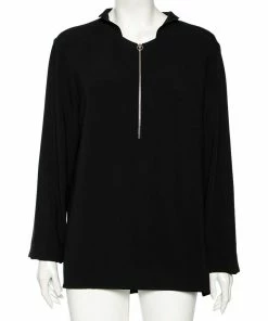 New 🛒 Stella McCartney Black Crepe Zip Detail Long Sleeve Arlesa Blouse L For 👩 Women 👏