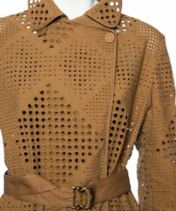 Promo ⌛ Stella McCartney Brown Eyelet Embroidered Cotton Belted Trench 🧥 Coat M For 👩 Women 💯 -Stella McCartney Shop luxury women stella mccartney used clothes p508487 003