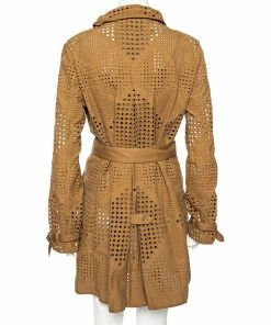 Promo ⌛ Stella McCartney Brown Eyelet Embroidered Cotton Belted Trench 🧥 Coat M For 👩 Women 💯 -Stella McCartney Shop luxury women stella mccartney used clothes p508487 005