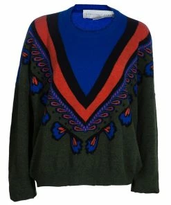 Top 10 😍 Stella McCartney Green Printed Wool Sweater L For 👩 Women 💯
