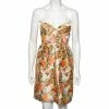 Hot Sale 🎁 Stella McCartney Metallic Neon Floral Jacquard Ridley Strapless Mini 👗 Dress S For 👩 Women ❤️ -Stella McCartney Shop luxury women stella mccartney used clothes p515186 003