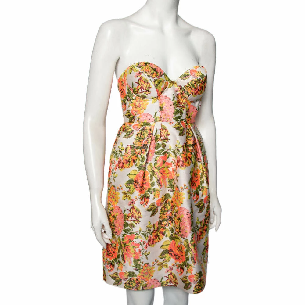 Hot Sale ๐ Stella McCartney Metallic Neon Floral Jacquard Ridley Strapless Mini ๐ Dress S For ๐ฉ Women โค๏ธ 4 Hot Sale ๐ Stella McCartney Metallic Neon Floral Jacquard Ridley Strapless Mini ๐ Dress S For ๐ฉ Women โค๏ธ - Image 2