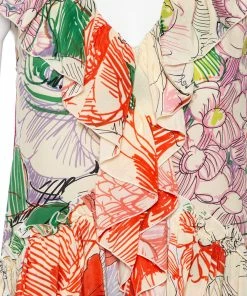 Brand new 🎁 Stella McCartney Multicolored Floral Printed Silk Ruffled Sleeveless Top S For 👩 Women ✨ -Stella McCartney Shop luxury women stella mccartney used clothes p525226 008