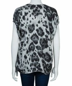 Budget 👍 Stella McCartney Grey Leopard Print Top M For 👩 Women 😉 -Stella McCartney Shop luxury women stella mccartney used clothes p53383 003