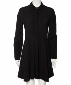 Flash Sale 💯 Stella McCartney Black Crepe Long Sleeve Flared 👗 Dress S For 👩 Women 😉