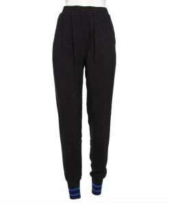 Hot Sale 🔔 Stella McCartney Black Crepe & Rib Knit Detailed Joggers S For 👩 Women ❤️