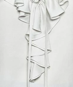 Flash Sale 🌟 Stella McCartney Off White Silk Satin Ruffled Neck Top XS For 👩 Women ✨ -Stella McCartney Shop luxury women stella mccartney used clothes p559703 002