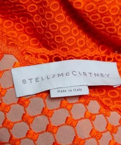 Budget ✨ Stella McCartney Orange Lace & Mesh Inset Sleeveless Maxi 👗 Dress XS For 👩 Women 🛒 -Stella McCartney Shop luxury women stella mccartney used clothes p563327 005