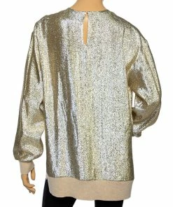 Best reviews of 😀 Stella McCartney Metallic Silk & Wool Trimmed Top S For 👩 Women 👏 -Stella McCartney Shop luxury women stella mccartney used clothes p566238 003