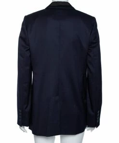 Flash Sale 🛒 Stella McCartney Navy Blue Wool Contrast Lapel Detailed Mathilda Blazer L For 👩 Women ⌛ -Stella McCartney Shop luxury women stella mccartney used clothes p567729 004