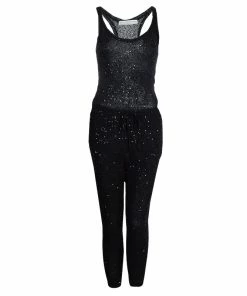 Promo ❤️ Stella McCartney Black Sequin Embellished Knit Racer Back Jumpsuit S For 👩 Women 🛒