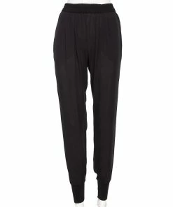 Best Pirce 💯 Stella McCartney Black Crepe & Rib Knit Hem Detail Pants M For 👩 Women ⭐