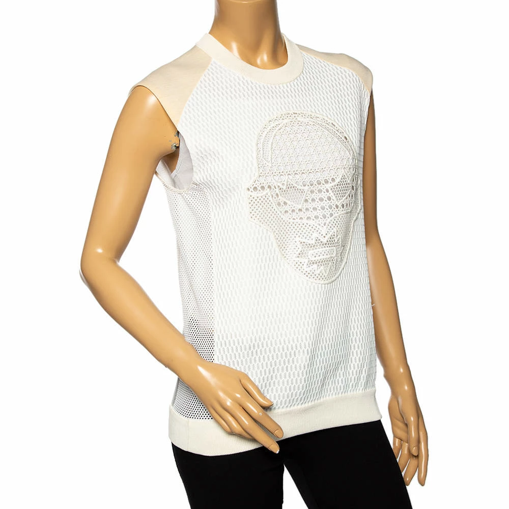 Outlet ⭐ Stella McCartney White & Cream Mesh Sleeveless Crewneck Top S For 👩 Women 😉 4 Outlet ⭐ Stella McCartney White & Cream Mesh Sleeveless Crewneck Top S For 👩 Women 😉 - Image 2