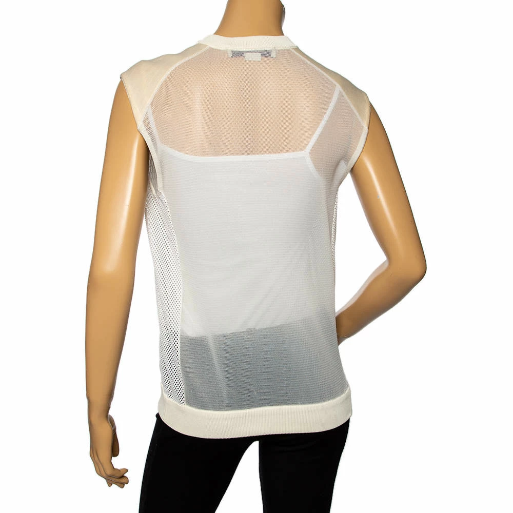 Outlet ⭐ Stella McCartney White & Cream Mesh Sleeveless Crewneck Top S For 👩 Women 😉 5 Outlet ⭐ Stella McCartney White & Cream Mesh Sleeveless Crewneck Top S For 👩 Women 😉 - Image 3