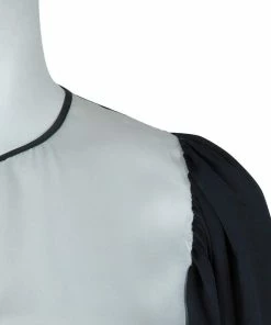 Outlet ❤️ Stella McCartney Monochrome Gathered Sleeve Silk Blouse M For 👩 Women ✔️ -Stella McCartney Shop luxury women stella mccartney used clothes p57910 0004