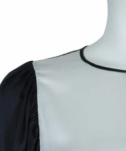 Outlet ❤️ Stella McCartney Monochrome Gathered Sleeve Silk Blouse M For 👩 Women ✔️ -Stella McCartney Shop luxury women stella mccartney used clothes p57910 0005