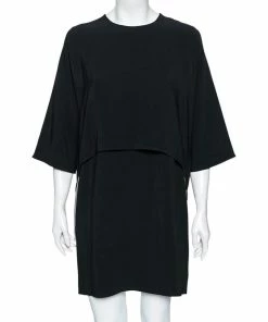 Hot Sale ⭐ Stella McCartney Black Crepe Beaded Fringe Embellished Layered 👗 Dress M For 👩 Women 😍