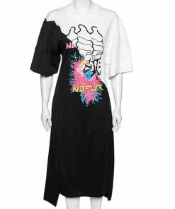 Budget 🤩 Stella McCartney Monochrome Cotton Printed Sweatshirt 👗 Dress M For 👩 Women 🥰