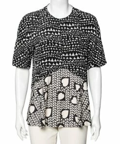 Cheap ๐ Stella McCartney Monochrome Heart Printed Silk Flounce Top M For ๐ฉ Women ๐