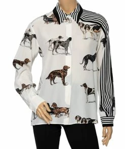 Cheapest ⌛ Stella McCartney Monochrome Silk Crepe De Chine 🦮 Dog Printed 👚 Shirt S For 👩 Women 👍
