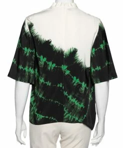 Discount 🌟 Stella McCartney Black Tie-Dye Printed Silk Asymmetrical Draped Blouse M For 👩 Women 😀 -Stella McCartney Shop luxury women stella mccartney used clothes p592021 003