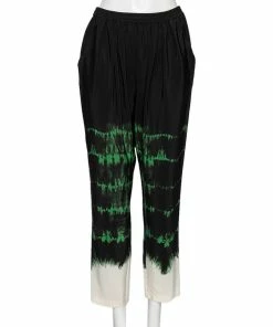 Best Pirce 👏 Stella McCartney Black Tie-Dye Printed Silk Pants M For 👩 Women ✨