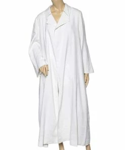 Deals 😉 Stella McCartney Off White Linen Twill Long Overcoat L For 👩 Women 😀