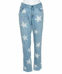 Hot Sale ๐ฅฐ Stella McCartney Blue & Cream Star Print Denim Boyfriend ๐ Jeans M For ๐ฉ Women ๐