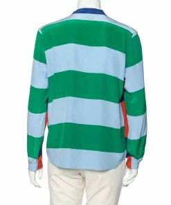Cheapest 🧨 Stella McCartney Multicolored Striped Silk Button Front 👕 Shirt M For 👩 Women ⭐ -Stella McCartney Shop luxury women stella mccartney used clothes p603310 001