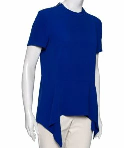 Cheapest 😀 Stella McCartney Blue Crepe Zip Detail Top M For 👩 Women 😀 -Stella McCartney Shop luxury women stella mccartney used clothes p603925 007